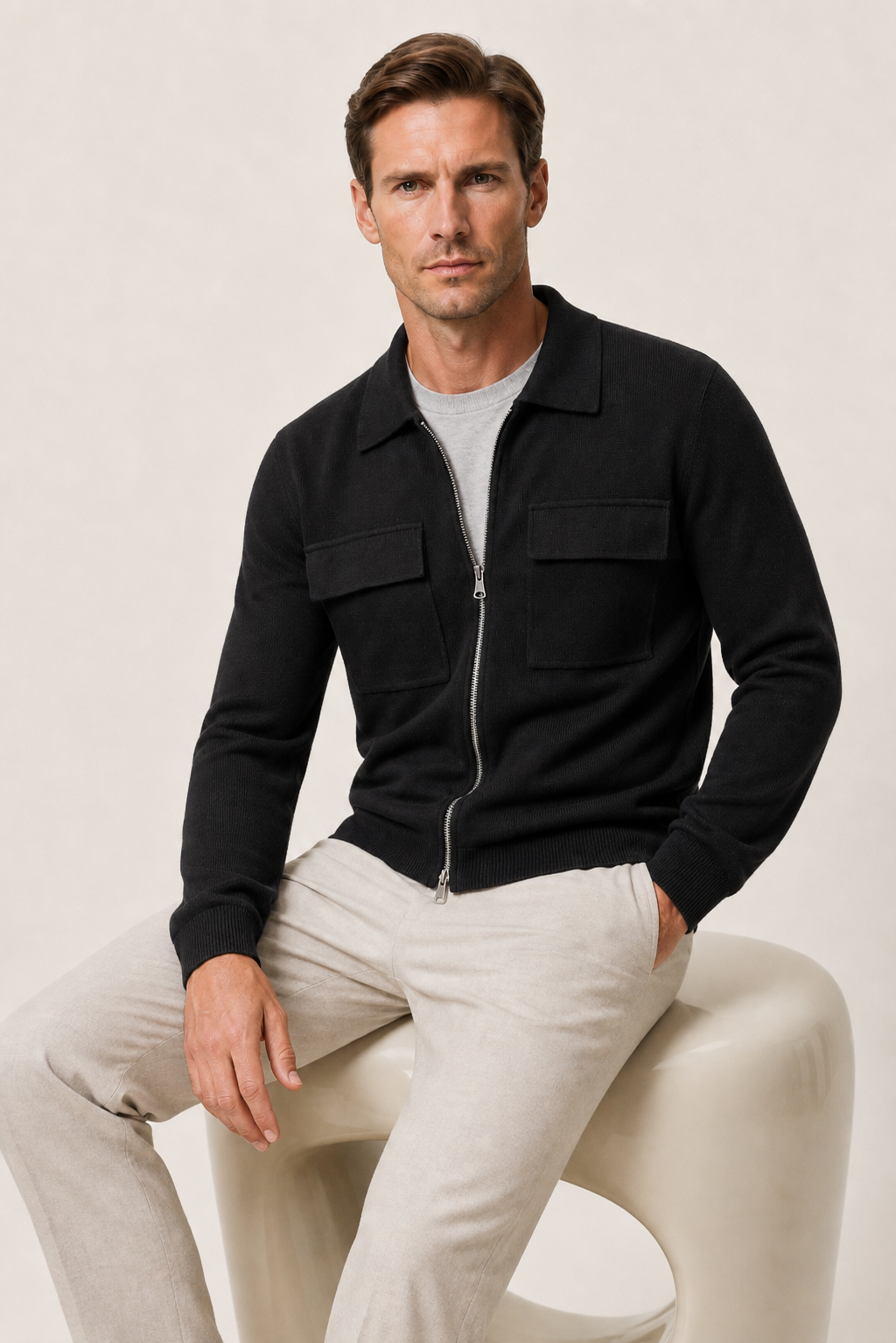 Venturi Merino Cardigan Black