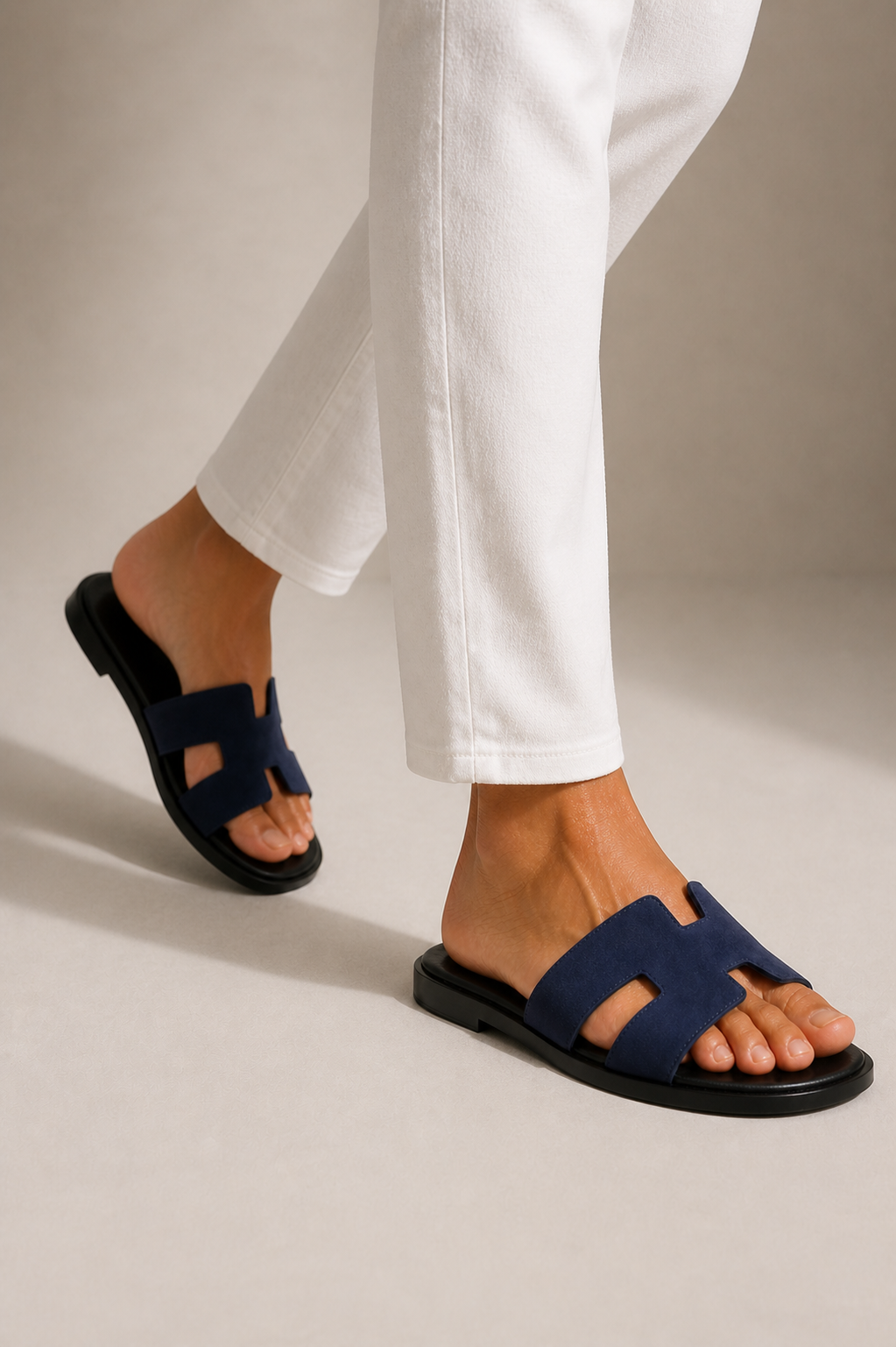Valero Wildledersandale Navy