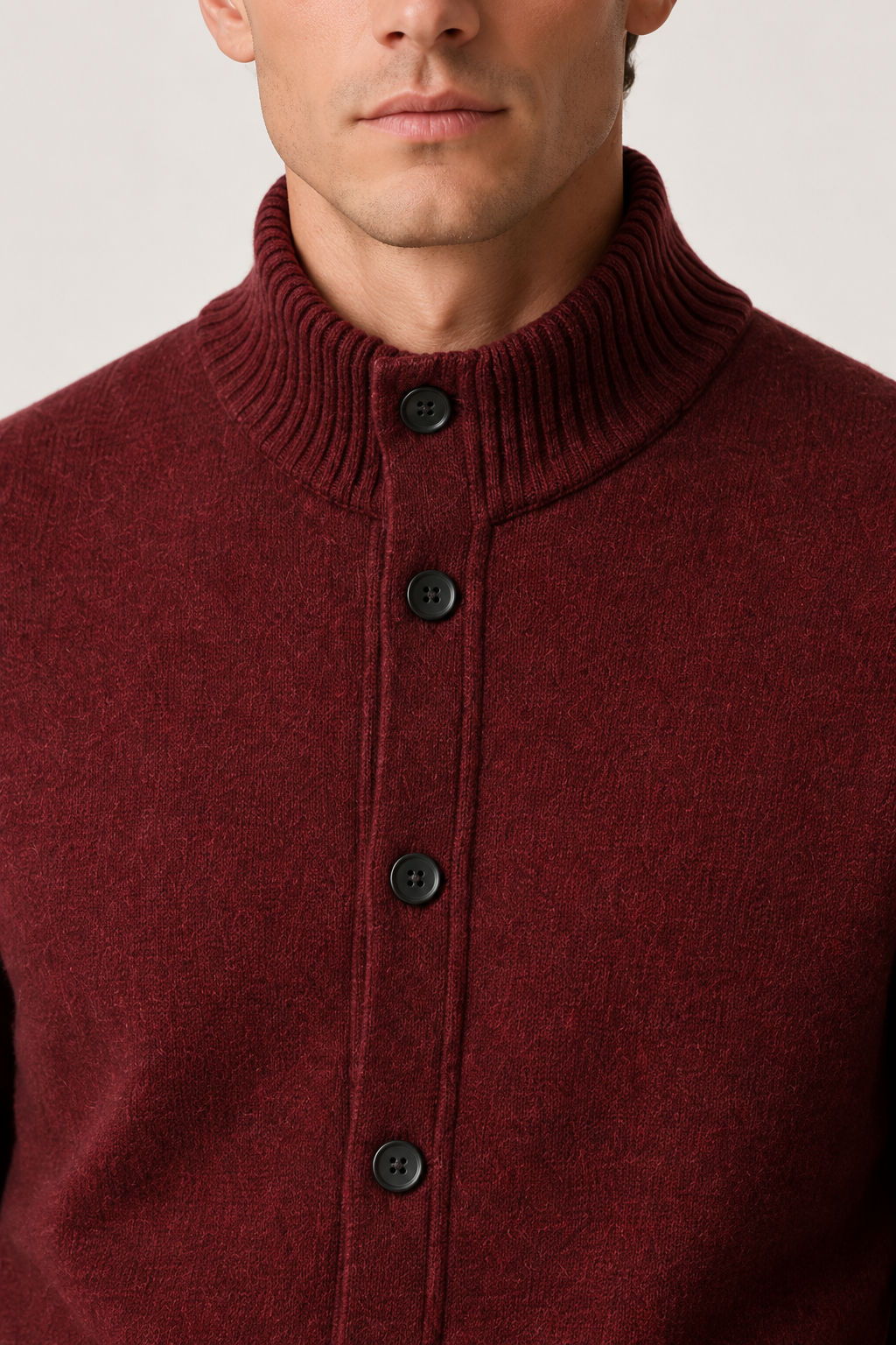Knit Button Cardigan Marroon