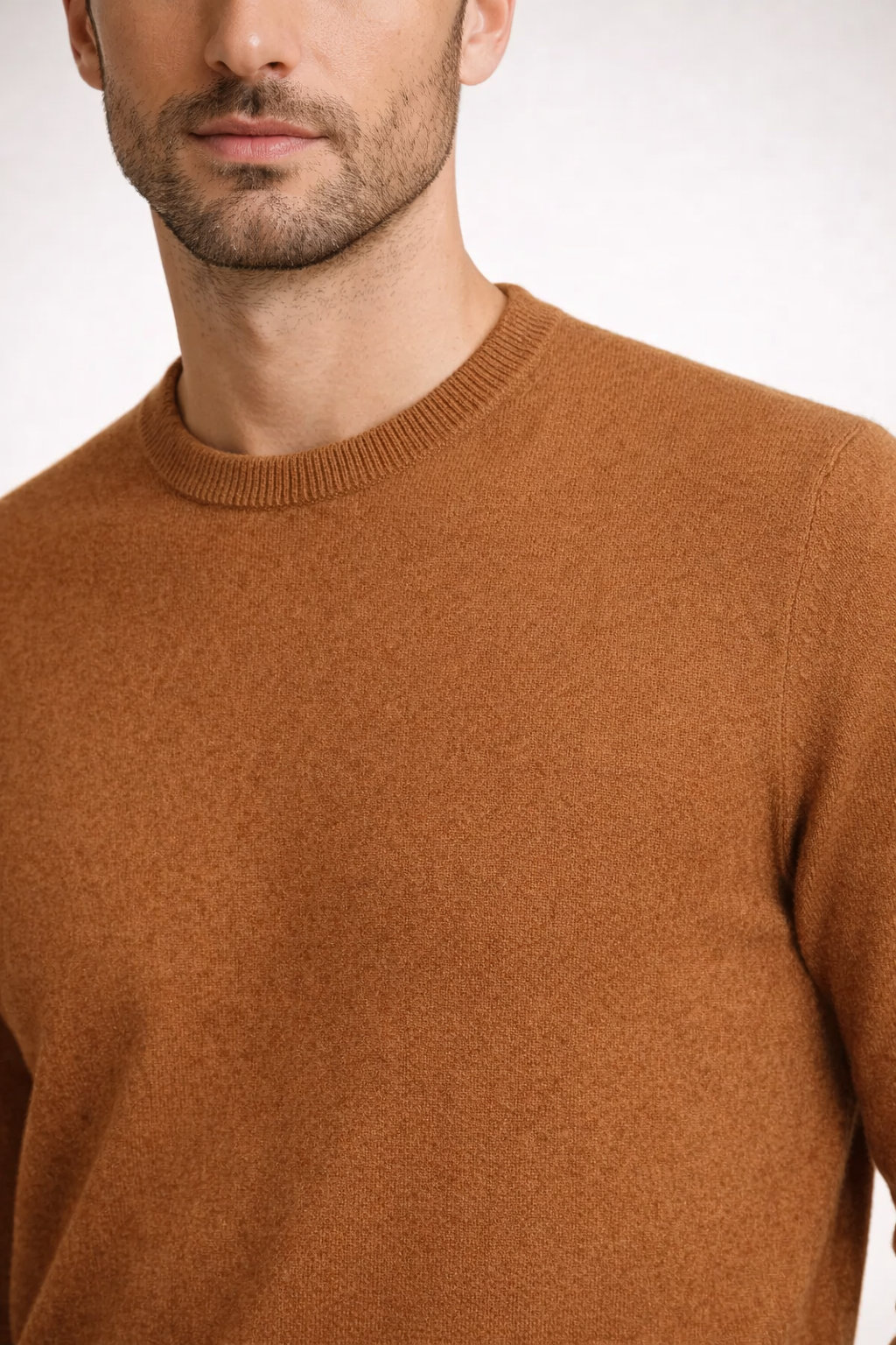 Crewneck aus feiner Wolle, Karamell