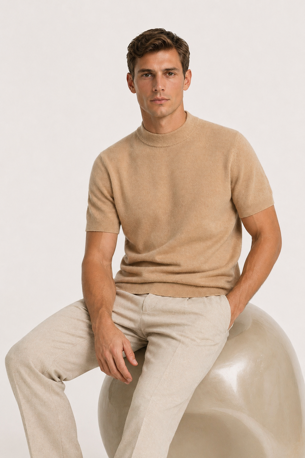Azure Strick-T-Shirt Sand