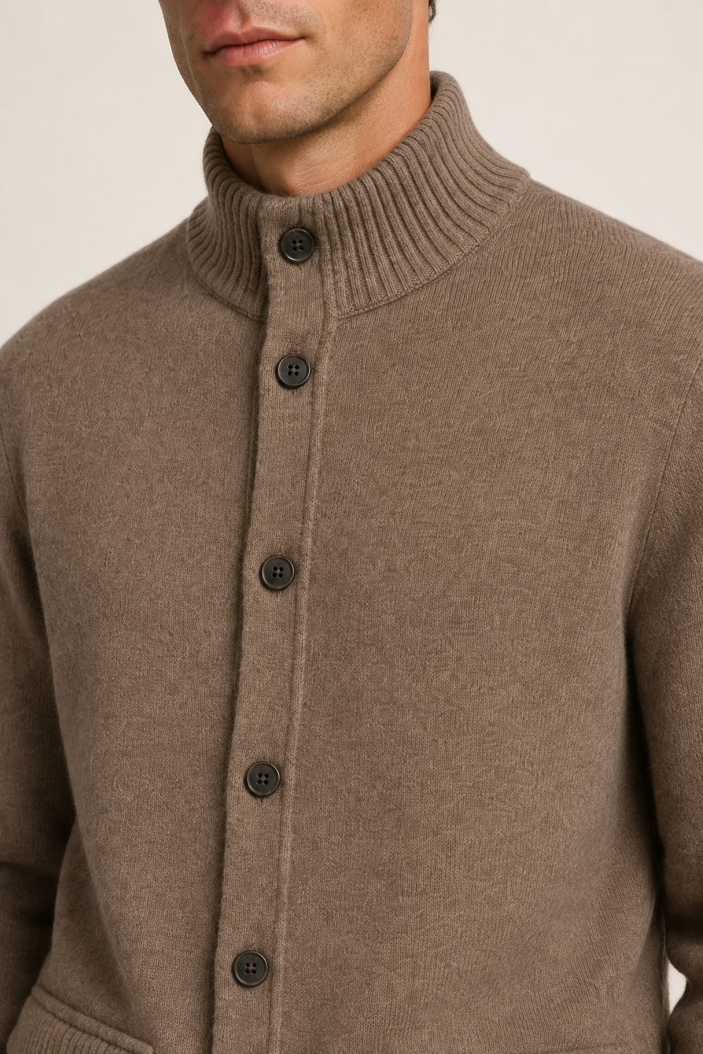Knit Button Cardigan Mocha