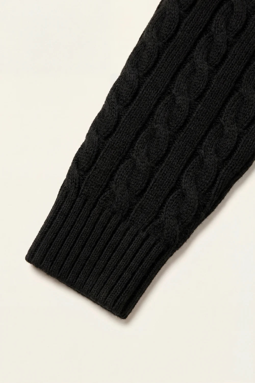 Classic Cable Quarter Zip Black