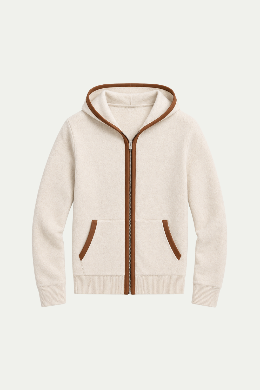 Kapuzenstrickjacke Beige