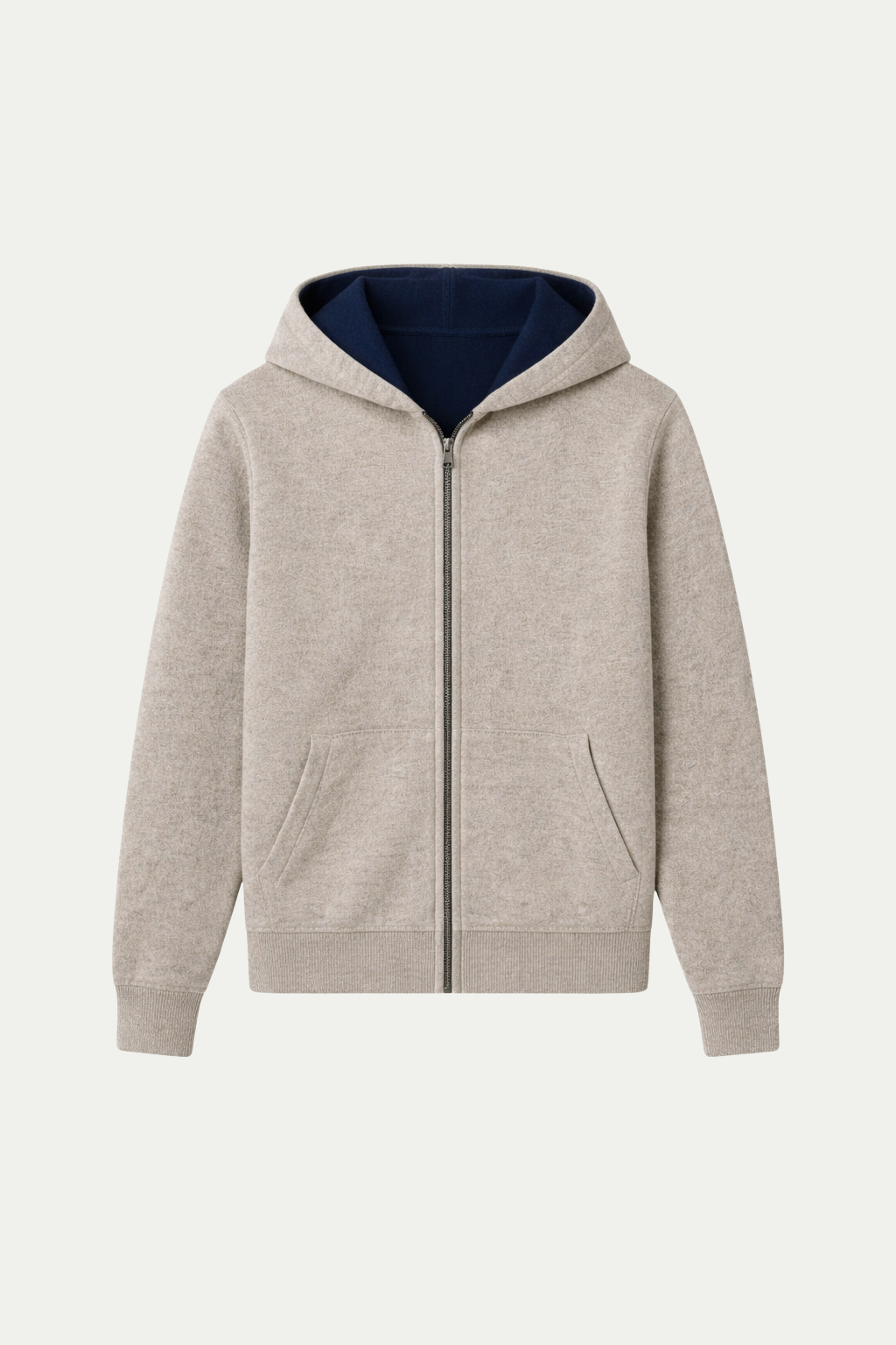 Wende-Strickjacke mit Kapuze Grau & Blau