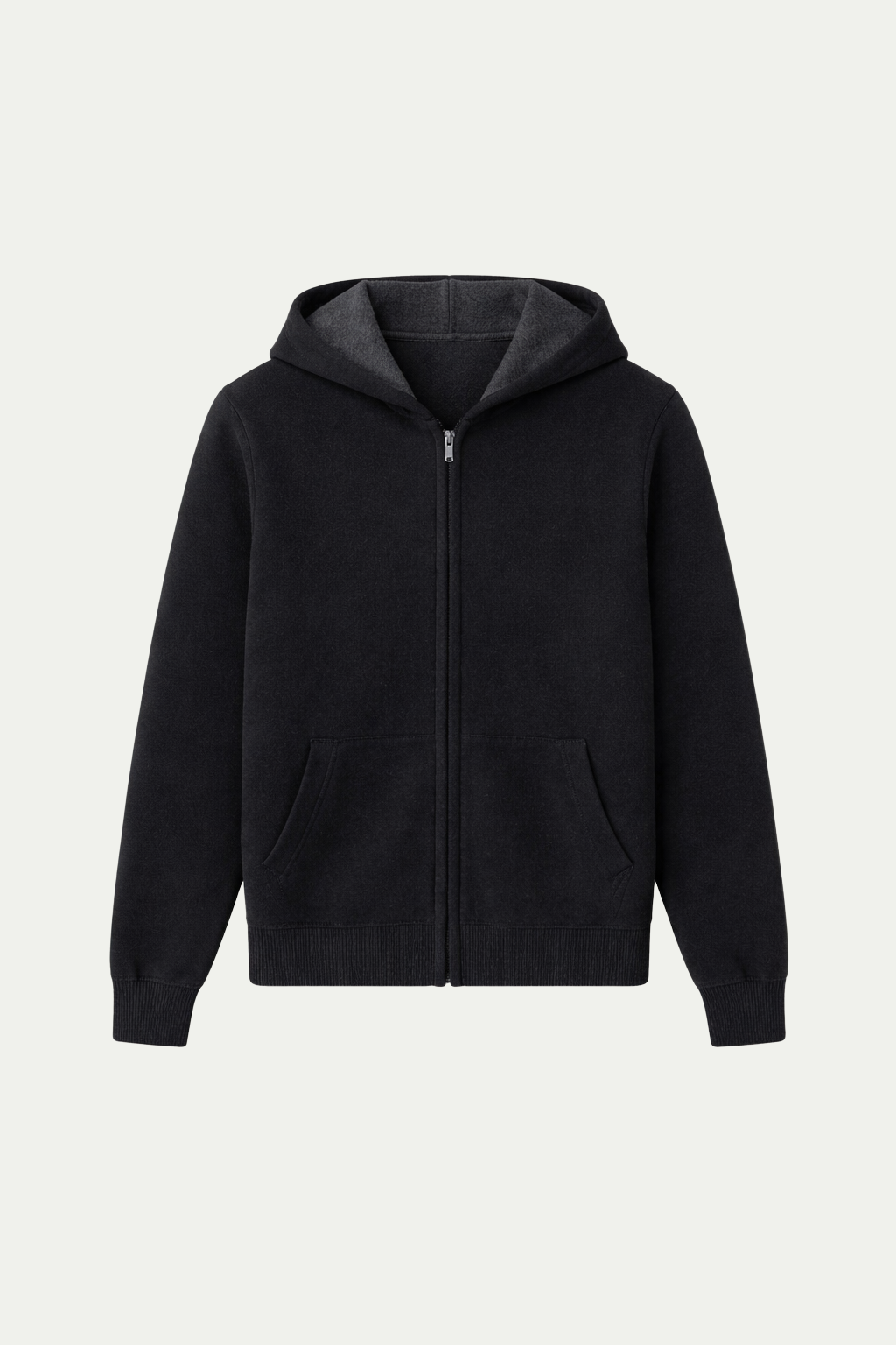 Wende-Strickjacke mit Kapuze in Grau & Schwarz