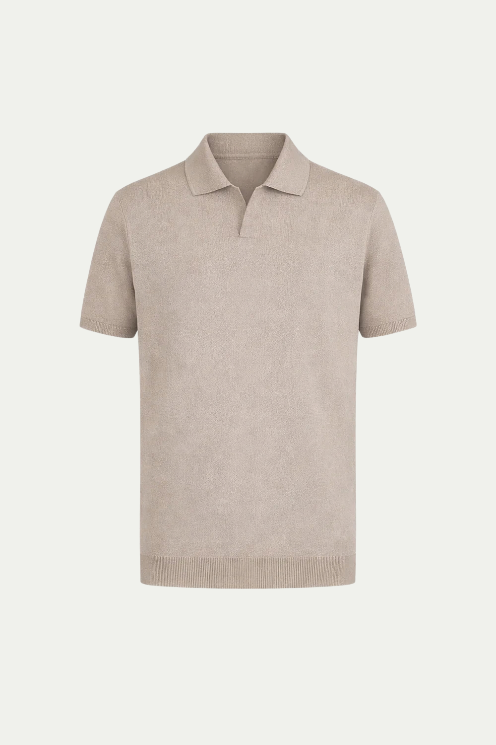 Klassisches Poloshirt ohne Knöpfe – Taupe