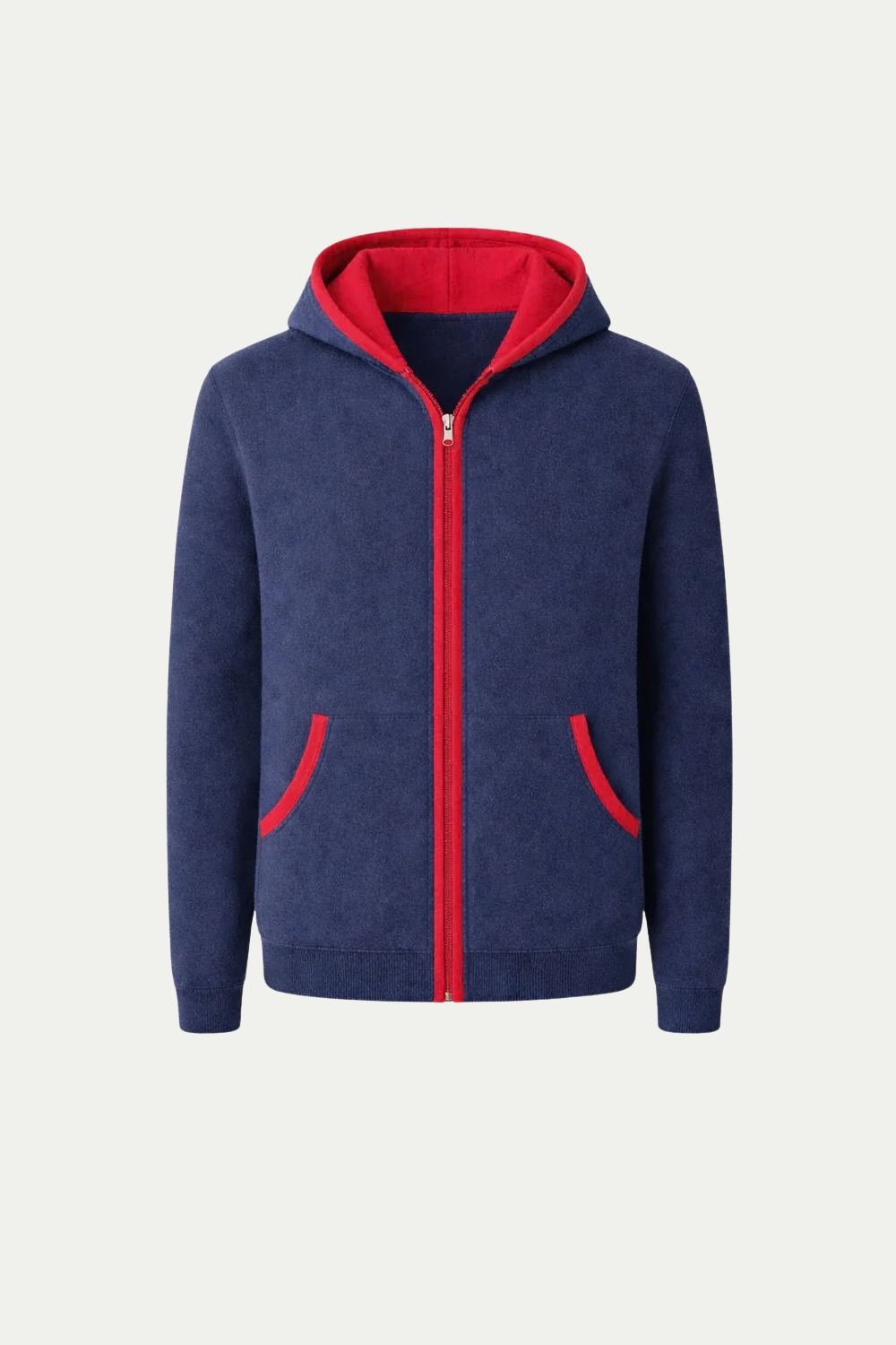 Hooded Cardigan Navy / Red