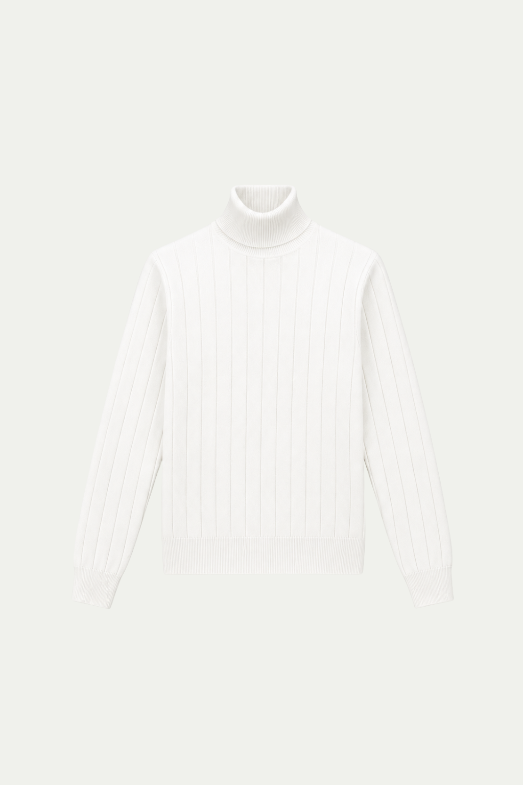 Taillierter Rollkragenpullover, Weiß