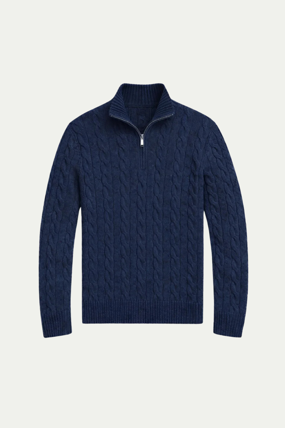 Classic Cable Quarter Zip Navy