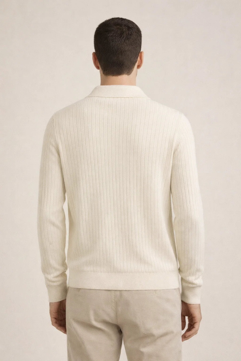 Ribbed Half-Zip Ivory