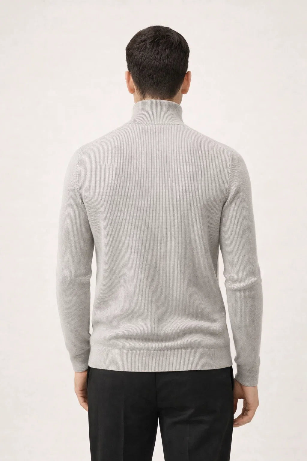 Gerippter Rollkragenpullover Beige
