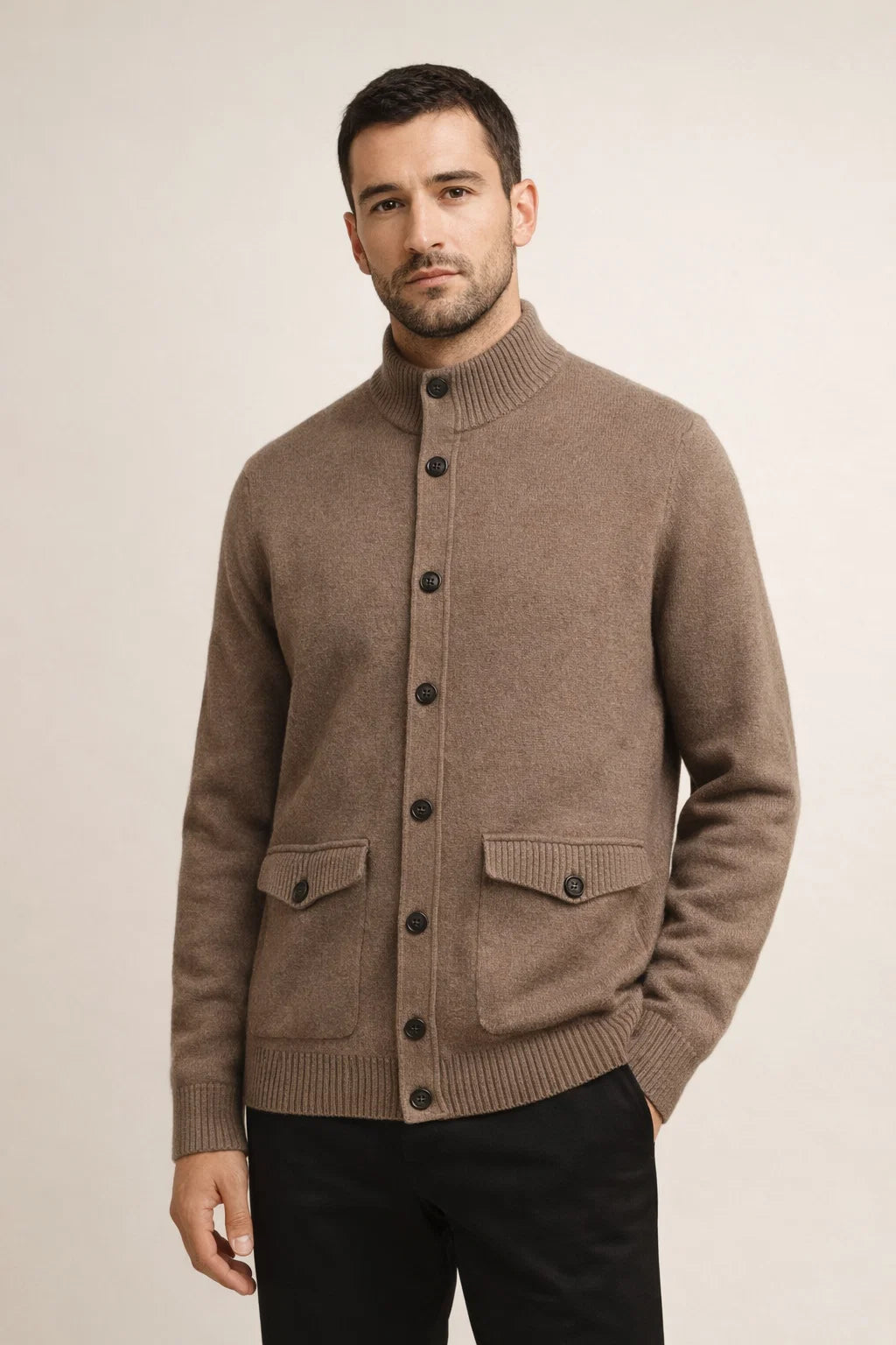 Knit Button Cardigan Mocha