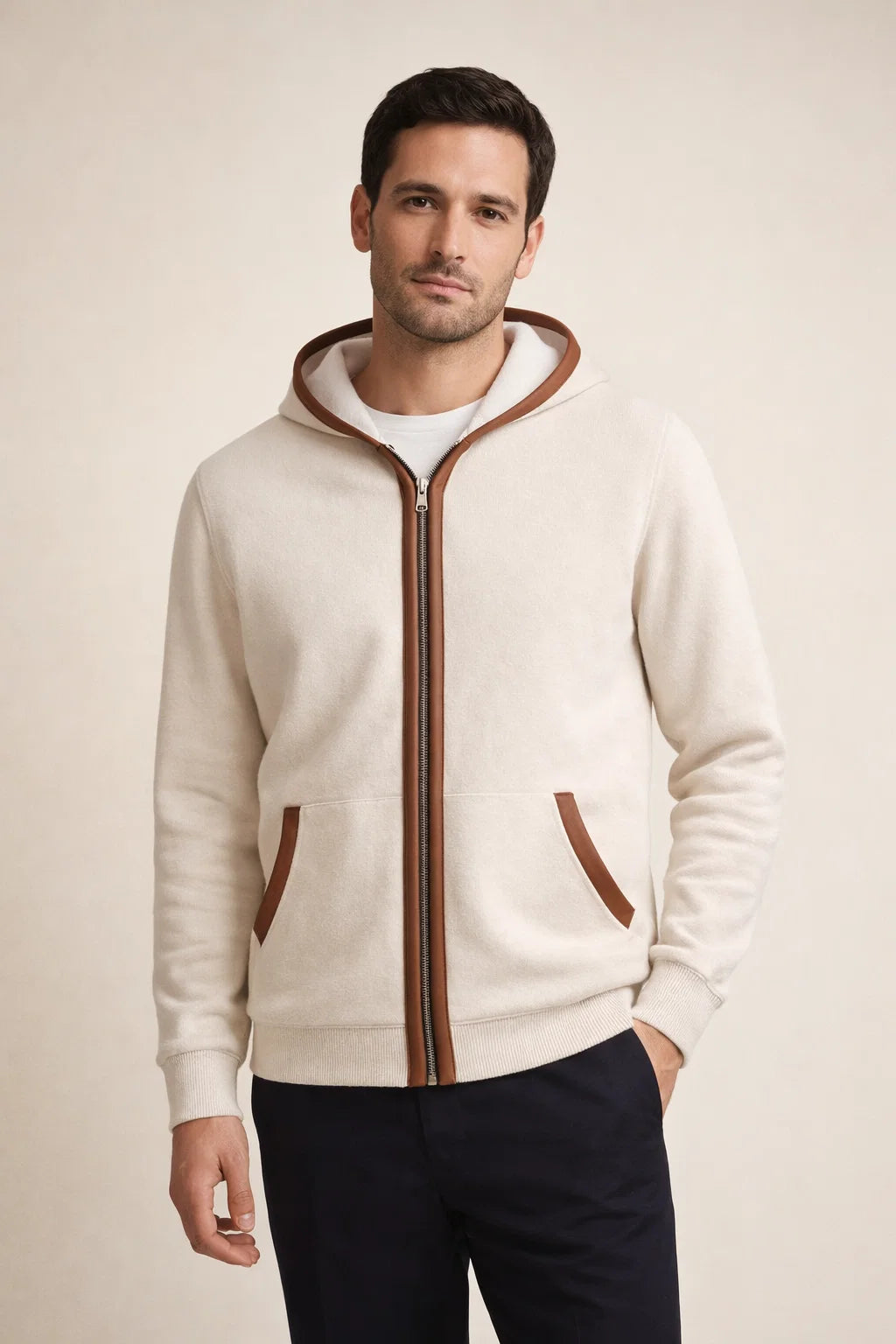 Hooded Cardigan Beige